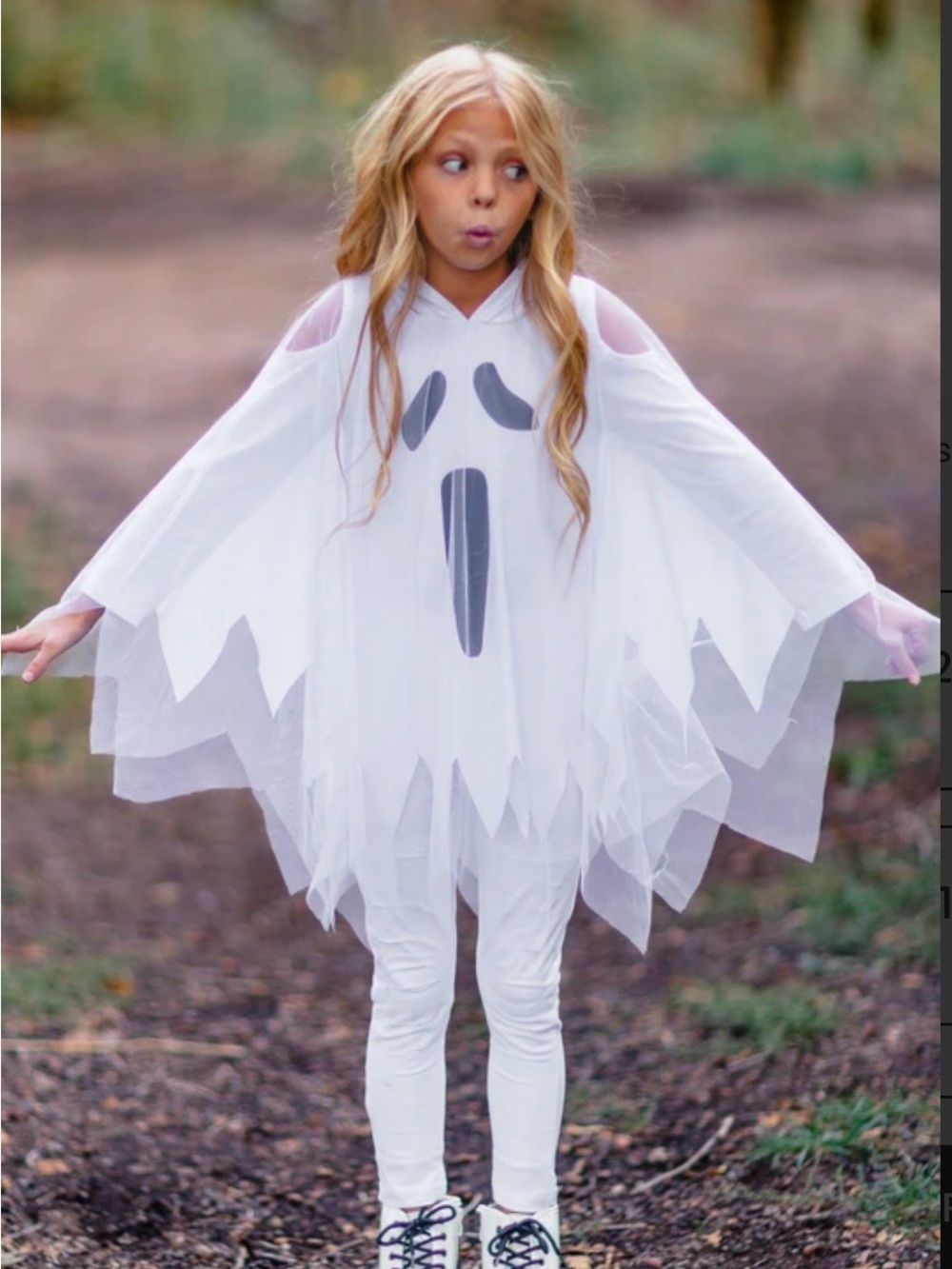 White Ghost Hooded Poncho Costume
